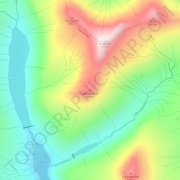 Moskursfjall topographic map, elevation, terrain