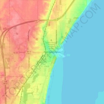Port Washington topographic map, elevation, terrain