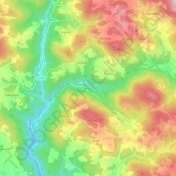 Prandegg topographic map, elevation, terrain
