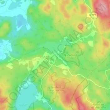 Åkulla topographic map, elevation, terrain