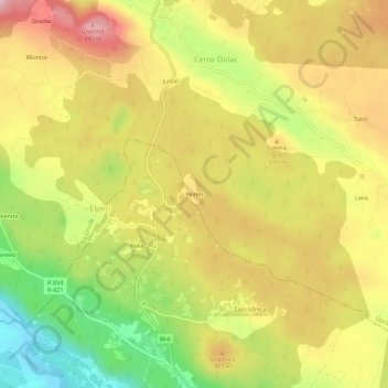 Pezen topographic map, elevation, terrain