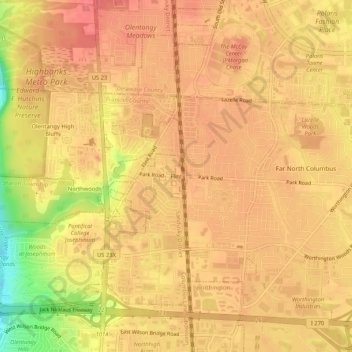 Flint topographic map, elevation, terrain