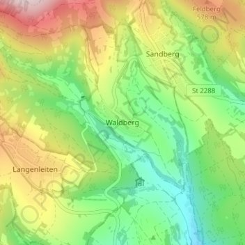Waldberg topographic map, elevation, terrain