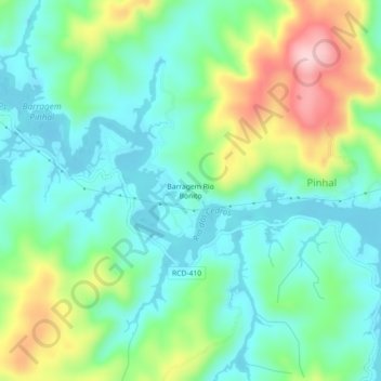 Barragem Rio Bonito topographic map, elevation, terrain