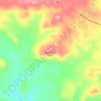 Heart Butte topographic map, elevation, terrain