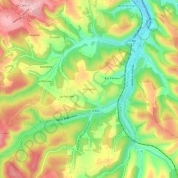 Al Cayrou topographic map, elevation, terrain