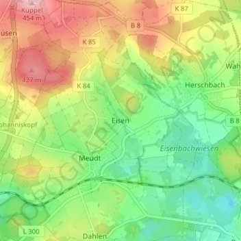 Eisen topographic map, elevation, terrain