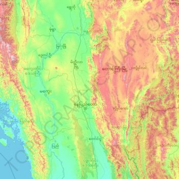 Naypyitaw topographic map, elevation, terrain