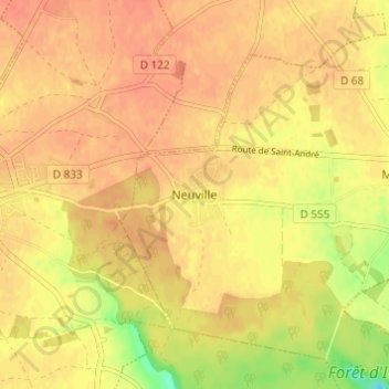 Neuville topographic map, elevation, terrain