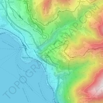 Glion topographic map, elevation, terrain