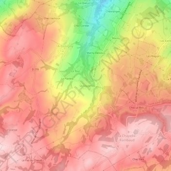 Le Souget topographic map, elevation, terrain