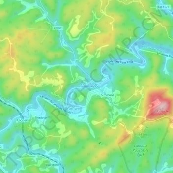 Freeman topographic map, elevation, terrain