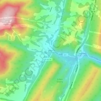 Scherr topographic map, elevation, terrain