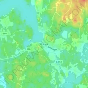 Urshult topographic map, elevation, terrain