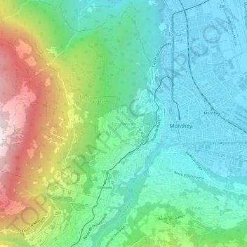 Les Neyres topographic map, elevation, terrain