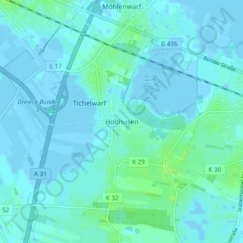 Holthusen topographic map, elevation, terrain