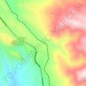 Ridge topographic map, elevation, terrain