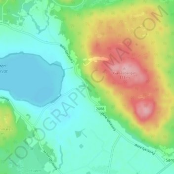 Gjesåsen topographic map, elevation, terrain
