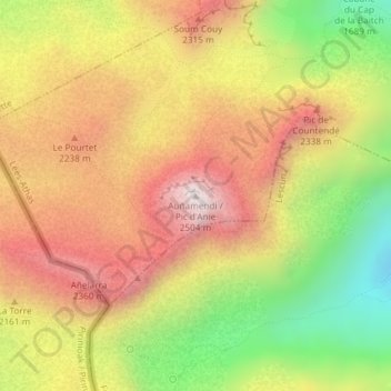 Pic d'Anie topographic map, elevation, terrain