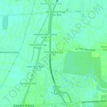 Permatang Tinggi 'B' topographic map, elevation, terrain