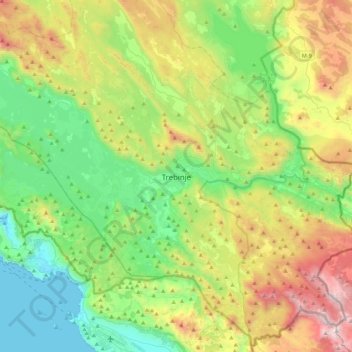 Trebinje topographic map, elevation, terrain