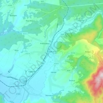 Pakrac topographic map, elevation, terrain