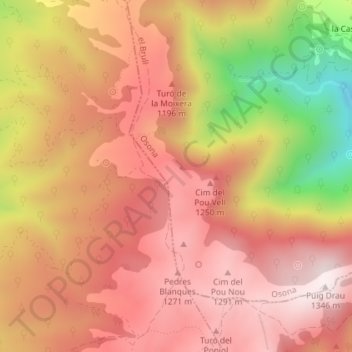 Pla de la Calma topographic map, elevation, terrain
