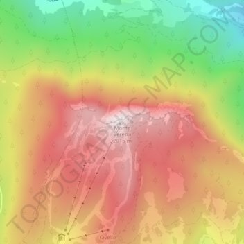 Monte Verena topographic map, elevation, terrain