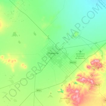Olavarría topographic map, elevation, terrain
