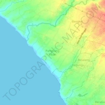 Pangkung Tibah topographic map, elevation, terrain