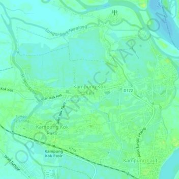 Kampung Kok Keli topographic map, elevation, terrain