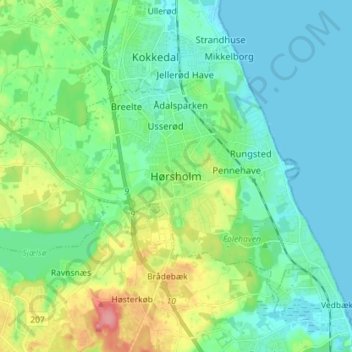 Hørsholm topographic map, elevation, terrain