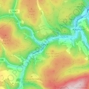 Oelze topographic map, elevation, terrain