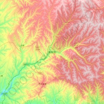 Huanglong topographic map, elevation, terrain