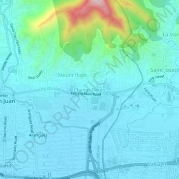 Champ Fleurs topographic map, elevation, terrain