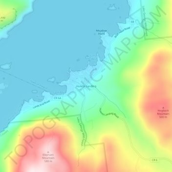 Huletts Landing topographic map, elevation, terrain