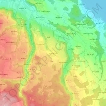 Nirnharting topographic map, elevation, terrain