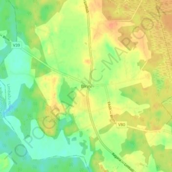 Bīriņi topographic map, elevation, terrain