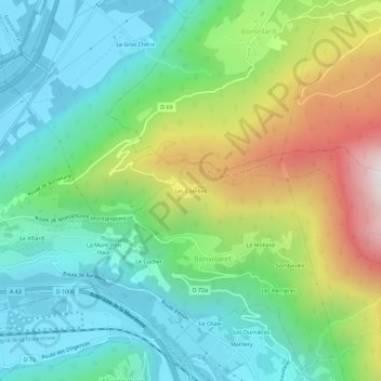 Les Combes topographic map, elevation, terrain