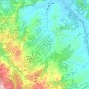 Casciana Terme topographic map, elevation, terrain