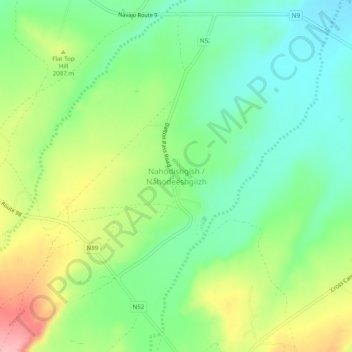Nahodishgish topographic map, elevation, terrain