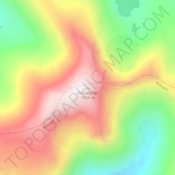 Rostafjellet topographic map, elevation, terrain