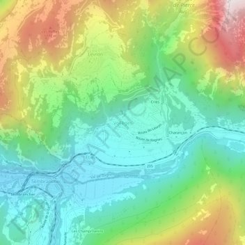 Vollèges topographic map, elevation, terrain