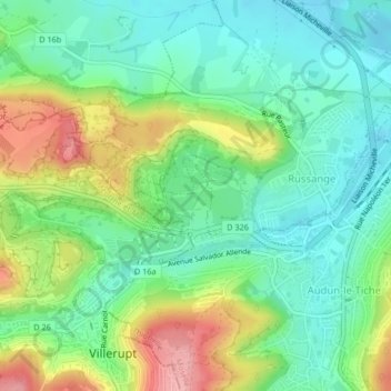 Micheville topographic map, elevation, terrain