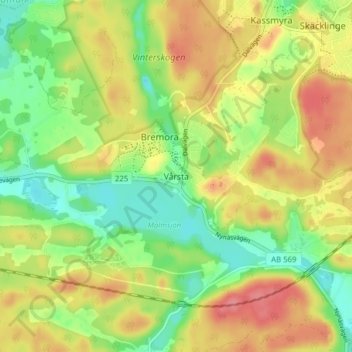 Vårsta topographic map, elevation, terrain