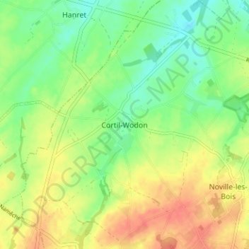 Cortil-Wodon topographic map, elevation, terrain