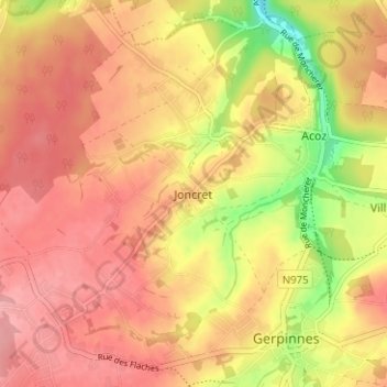 Joncret topographic map, elevation, terrain