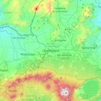 Chalchuapa topographic map, elevation, terrain