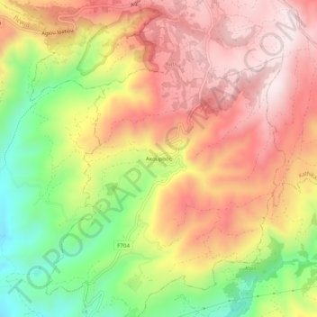 Akoursos topographic map, elevation, terrain
