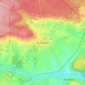 Tourouvre topographic map, elevation, terrain